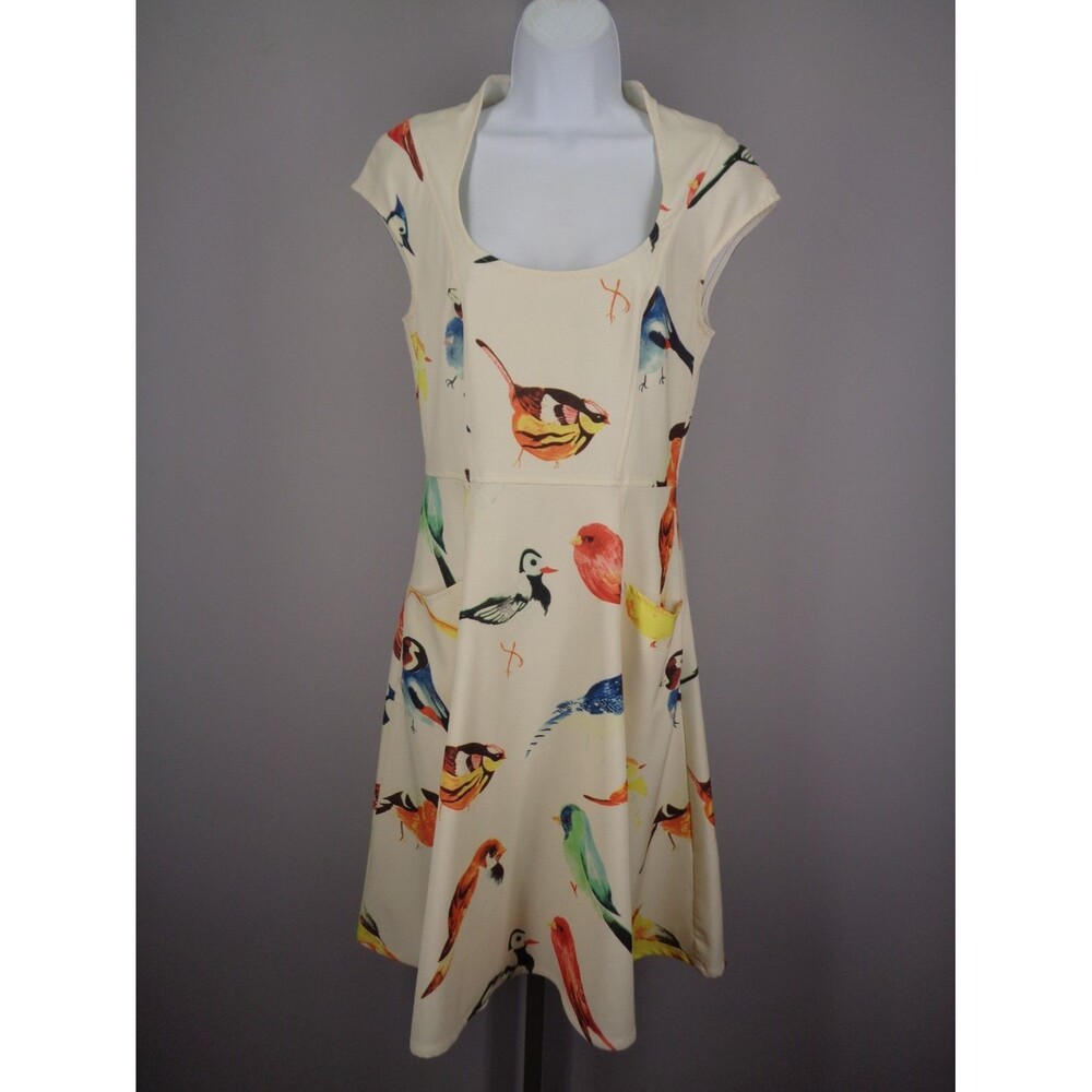 Eshakti Bird Print Dress Size S/6 Whimsical